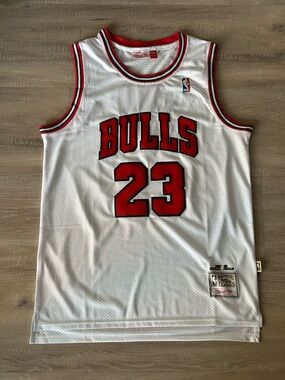 Michael Jordan Chicago Bulls White & Red Basketball Jersey